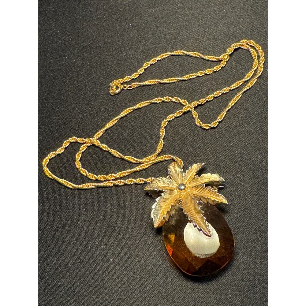 1970's Sarah Coventry Autumn Haze Pineapple Necklace Gold Tone 20in
